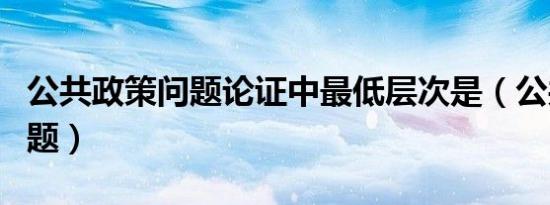 公共政策问题论证中最低层次是（公共政策问题）