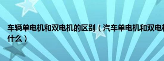 车辆单电机和双电机的区别（汽车单电机和双电机的区别是什么）