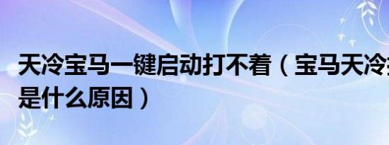 天冷宝马一键启动打不着（宝马天冷打不着火是什么原因）