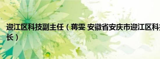 迎江区科技副主任（蒋雯 安徽省安庆市迎江区科技局原副局长）