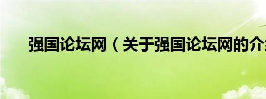 强国论坛网（关于强国论坛网的介绍）