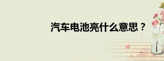 汽车电池亮什么意思？