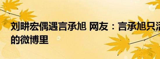 刘畊宏偶遇言承旭 网友：言承旭只活在别人的微博里