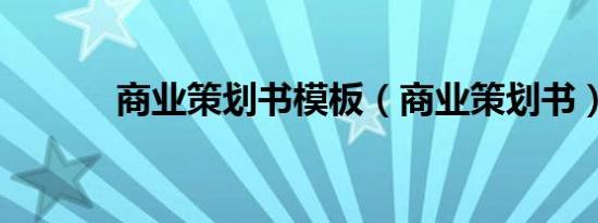 商业策划书模板（商业策划书）