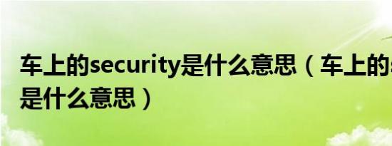 车上的security是什么意思（车上的security是什么意思）