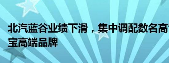 北汽蓝谷业绩下滑，集中调配数名高管空降押宝高端品牌