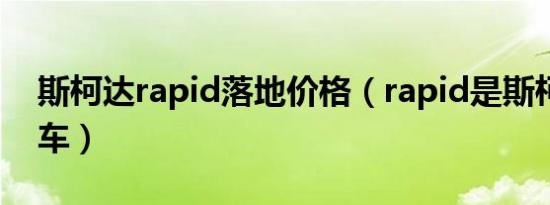 斯柯达rapid落地价格（rapid是斯柯达什么车）