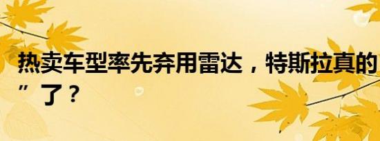 热卖车型率先弃用雷达，特斯拉真的“更安全”了？