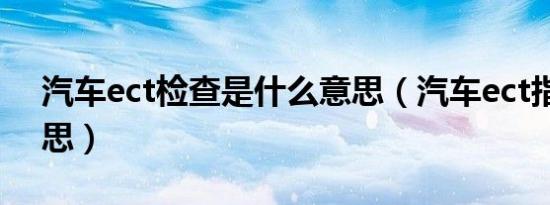 汽车ect检查是什么意思（汽车ect指什么意思）