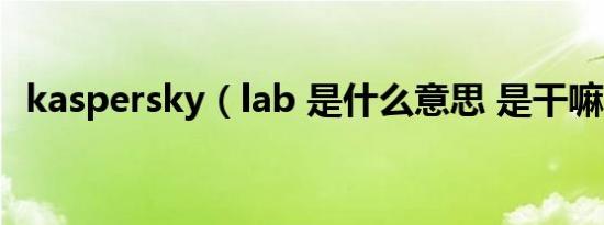 kaspersky（lab 是什么意思 是干嘛用的）