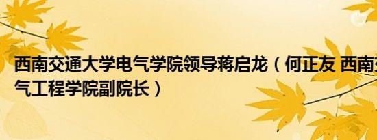 西南交通大学电气学院领导蒋启龙（何正友 西南交通大学电气工程学院副院长）