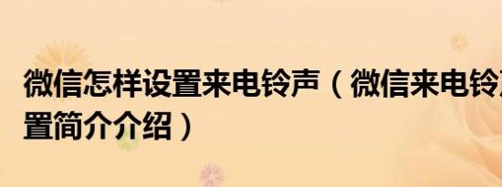 微信怎样设置来电铃声（微信来电铃声如何设置简介介绍）