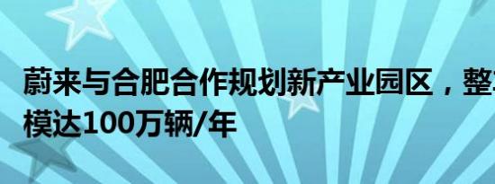 蔚来与合肥合作规划新产业园区，整车产能规模达100万辆/年