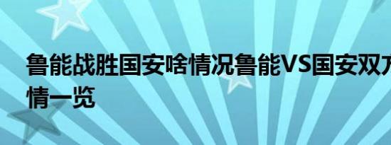 鲁能战胜国安啥情况鲁能VS国安双方阵容详情一览