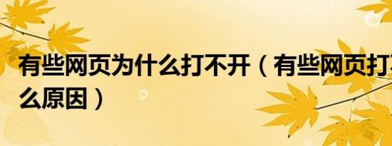 有些网页为什么打不开（有些网页打不开是什么原因）