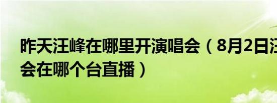 昨天汪峰在哪里开演唱会（8月2日汪峰演唱会在哪个台直播）