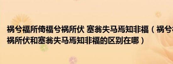 祸兮福所倚福兮祸所伏 塞翁失马焉知非福（祸兮福所倚福兮祸所伏和塞翁失马焉知非福的区别在哪）