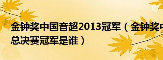 金钟奖中国音超2013冠军（金钟奖中国音超总决赛冠军是谁）