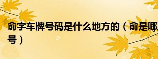 俞字车牌号码是什么地方的（俞是哪里的车牌号）