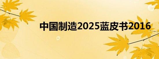 中国制造2025蓝皮书2016