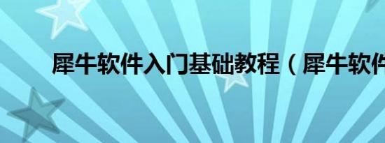 犀牛软件入门基础教程（犀牛软件）