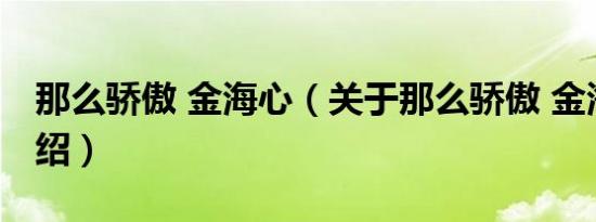 那么骄傲 金海心（关于那么骄傲 金海心的介绍）