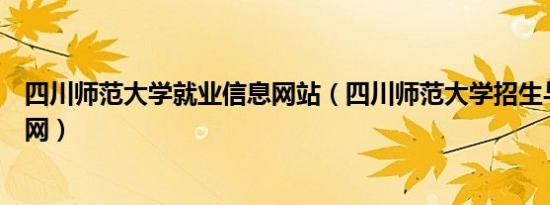 四川师范大学就业信息网站（四川师范大学招生与就业信息网）