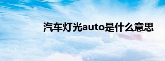 汽车灯光auto是什么意思