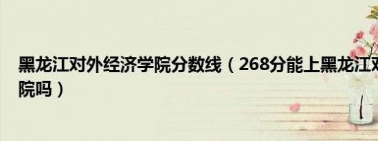 黑龙江对外经济学院分数线（268分能上黑龙江对外经济学院吗）