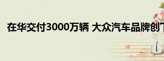 在华交付3000万辆 大众汽车品牌创下纪录