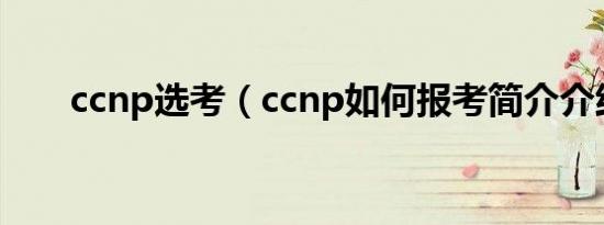 ccnp选考（ccnp如何报考简介介绍）