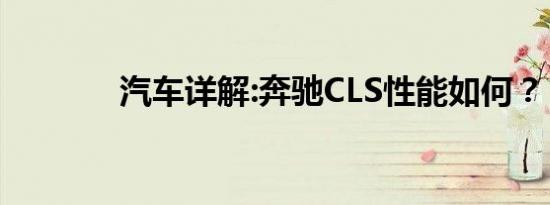 汽车详解:奔驰CLS性能如何？