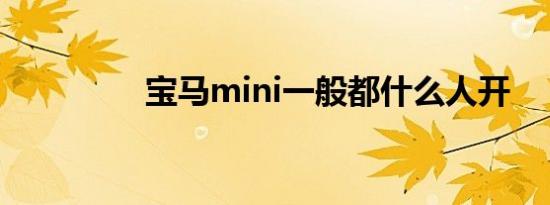 宝马mini一般都什么人开