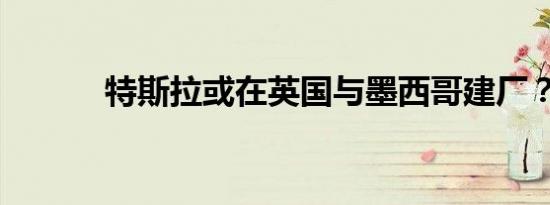 特斯拉或在英国与墨西哥建厂？