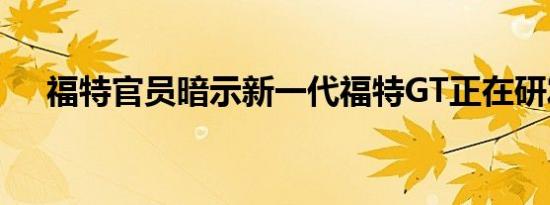 福特官员暗示新一代福特GT正在研发中