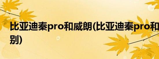 比亚迪秦pro和威朗(比亚迪秦pro和微蓝6区别)