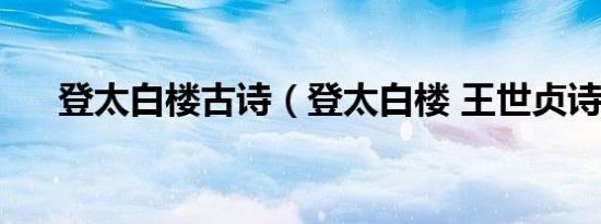 登太白楼古诗（登太白楼 王世贞诗作）