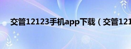 交管12123手机app下载（交管12123）