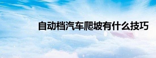 自动档汽车爬坡有什么技巧