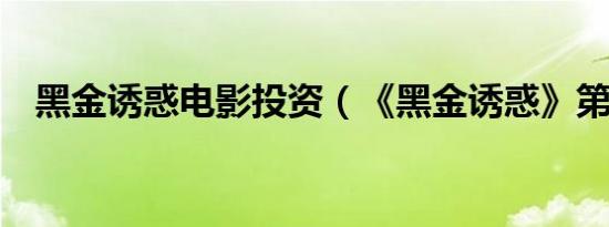 黑金诱惑电影投资（《黑金诱惑》第1季）