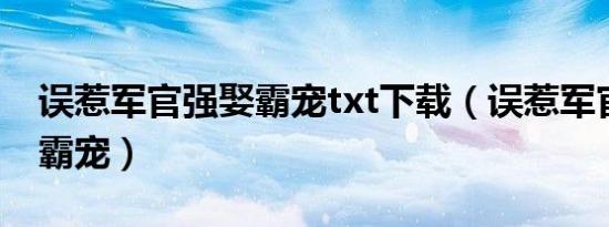 误惹军官强娶霸宠txt下载（误惹军官：强娶霸宠）