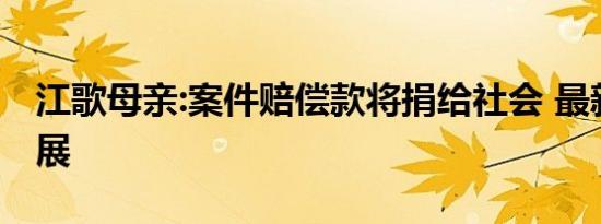 江歌母亲:案件赔偿款将捐给社会 最新后续进展