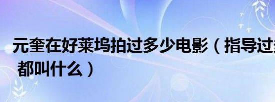 元奎在好莱坞拍过多少电影（指导过多少电影 都叫什么）