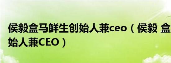 侯毅盒马鲜生创始人兼ceo（侯毅 盒马鲜生创始人兼CEO）