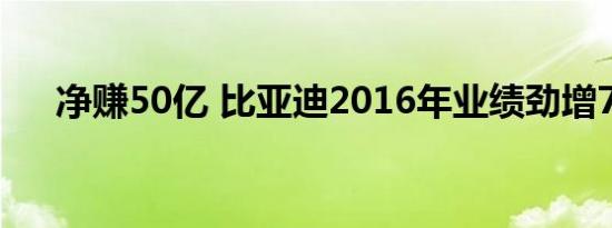 净赚50亿 比亚迪2016年业绩劲增78%