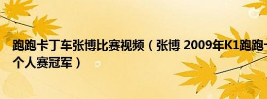 跑跑卡丁车张博比赛视频（张博 2009年K1跑跑卡丁车全国个人赛冠军）