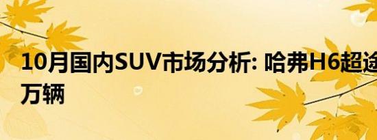 10月国内SUV市场分析: 哈弗H6超途观近1.5万辆