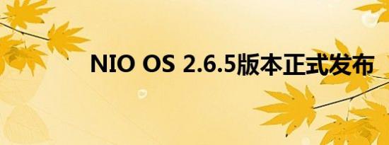 NIO OS 2.6.5版本正式发布