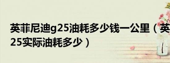 英菲尼迪g25油耗多少钱一公里（英菲尼迪G25实际油耗多少）