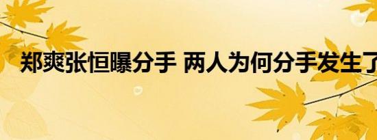 郑爽张恒曝分手 两人为何分手发生了什么